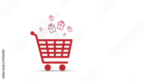 icona, cestino, carrello, compere, acquisti online, regali di natale, natale	
