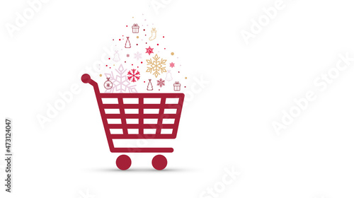 icona, cestino, carrello, compere, acquisti online, regali di natale, natale	
