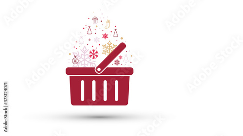 icona, cestino, carrello, compere, acquisti online, regali di natale, natale	
