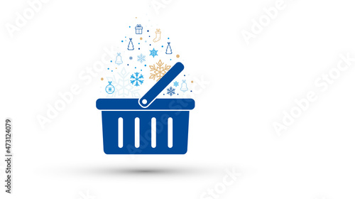icona, cestino, carrello, compere, acquisti online, regali di natale, natale	
