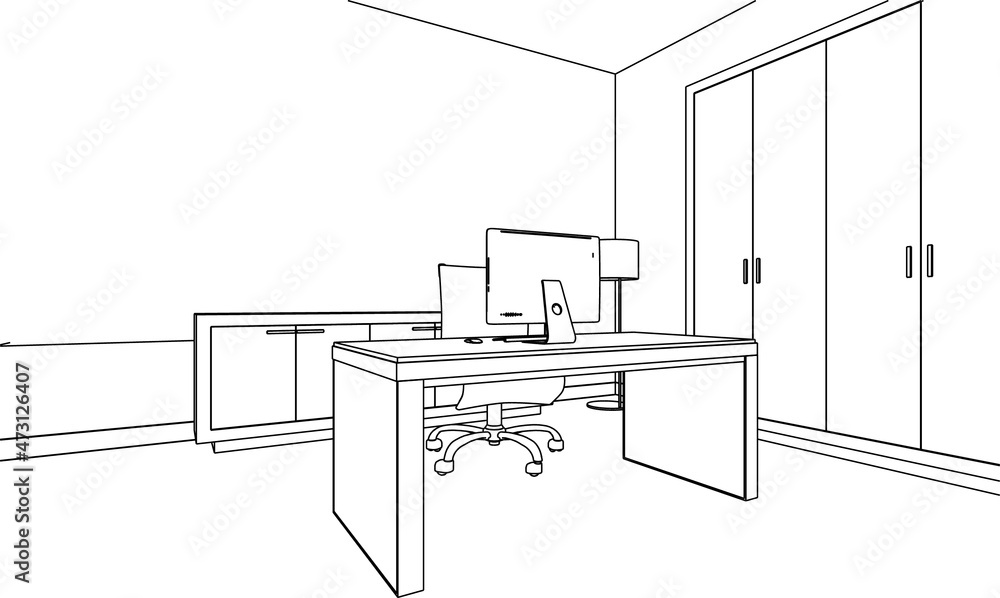 Flat vector illustration isolated on white background. Modern office Cabinet. Flat vector illustration isolated on white background. Modern office Cabinet.