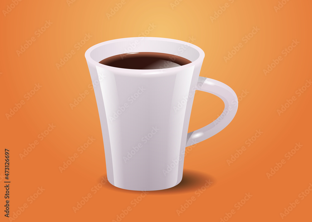 realistic coffee in white cup hot americano drink horizontal realistic coffee in white cup hot americano drink horizontal