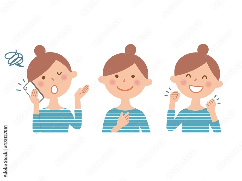 若い女性の表情色々2　上半身