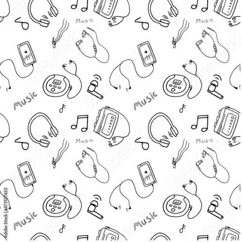 seamless vector pattern music doodle