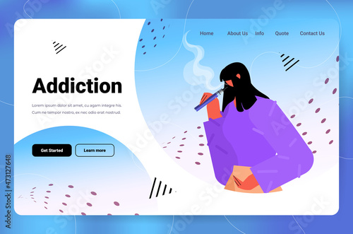 woman smoking e-cigarette bad habits unhealthy lifestyle nicotine addiction concept