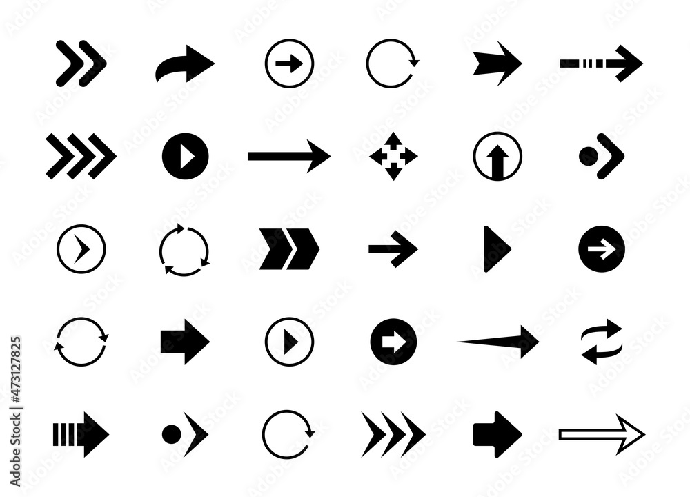 Navigation arrows. Black interface back and forward symbols for web and application, up down left right dynamic orientation icons. Vector set Navigation arrows. Black interface back and forward symbols for web and application, up down left right dynamic orientation icons. Vector set