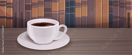 realistic coffee in white cup on cafe table hot americano drink