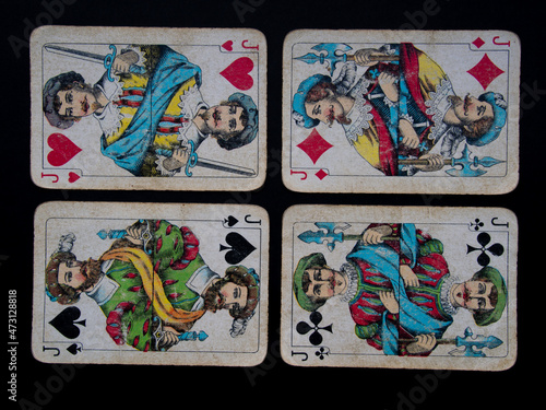 Vintage Playing Jack Cards on a black background