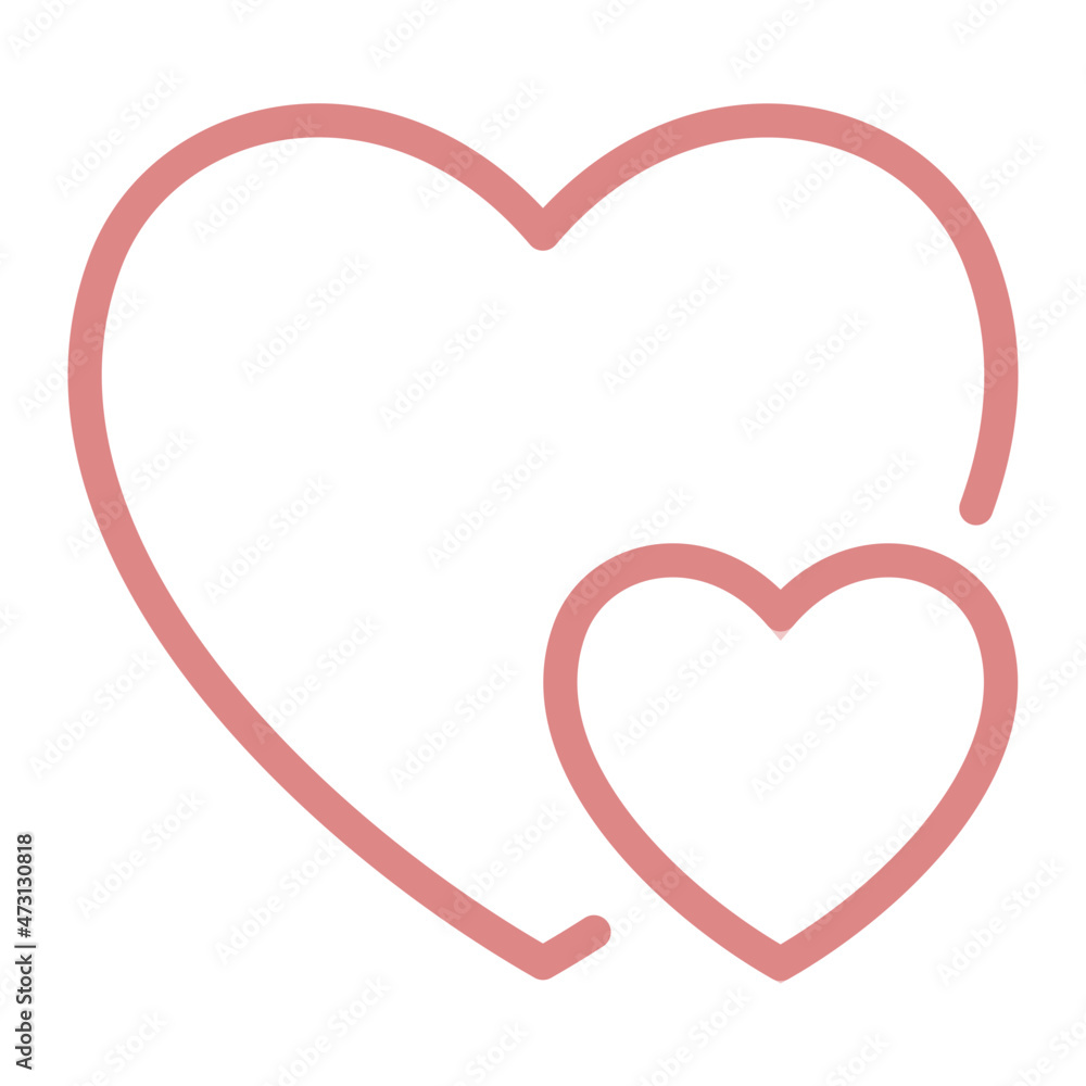 Thin line of double heart with editable stroke - love line icon style for logo or symbol Thin line of double heart with editable stroke - love line icon style for logo or symbol