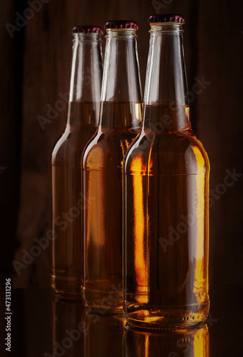 Three glass beer bottles