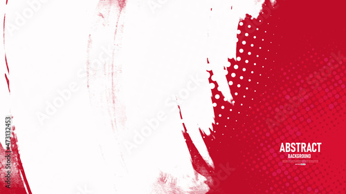 White and red abstract grunge background with halftone style.