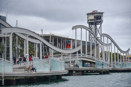 Photography Barcelona, Spain - 24 Nov, 2021: The Maremagnum mall at Port Vell harbour, Barce