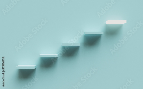Normal blue ladder to glowing ladder for dream to success by 3d rendering technique. photo