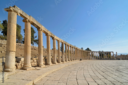 Oval plaza in roman Jerash, Jordan