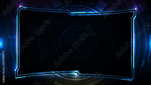 abstract futuristic background of blue glowing technology sci fi frame hud ui lower third