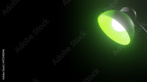 Three-dimensional illustration of a glowing table lamp with negative space. suitable for presentation background design