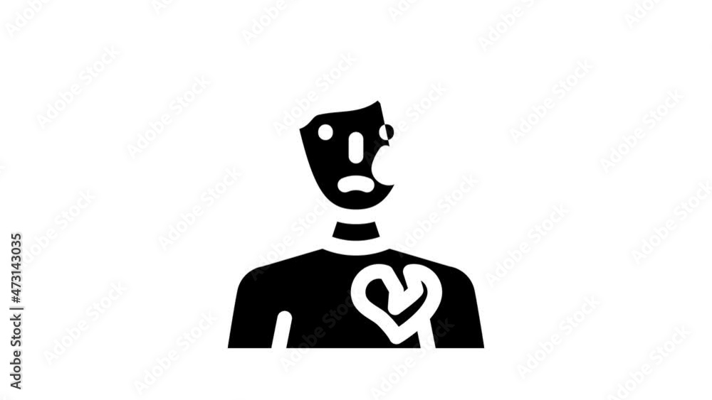 broken heart male animated glyph icon broken heart male sign. isolated on white background broken heart male animated glyph icon broken heart male sign. isolated on white background