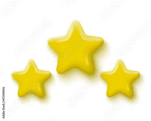 Rating stars in 3d cartoon style. Vector illustration.