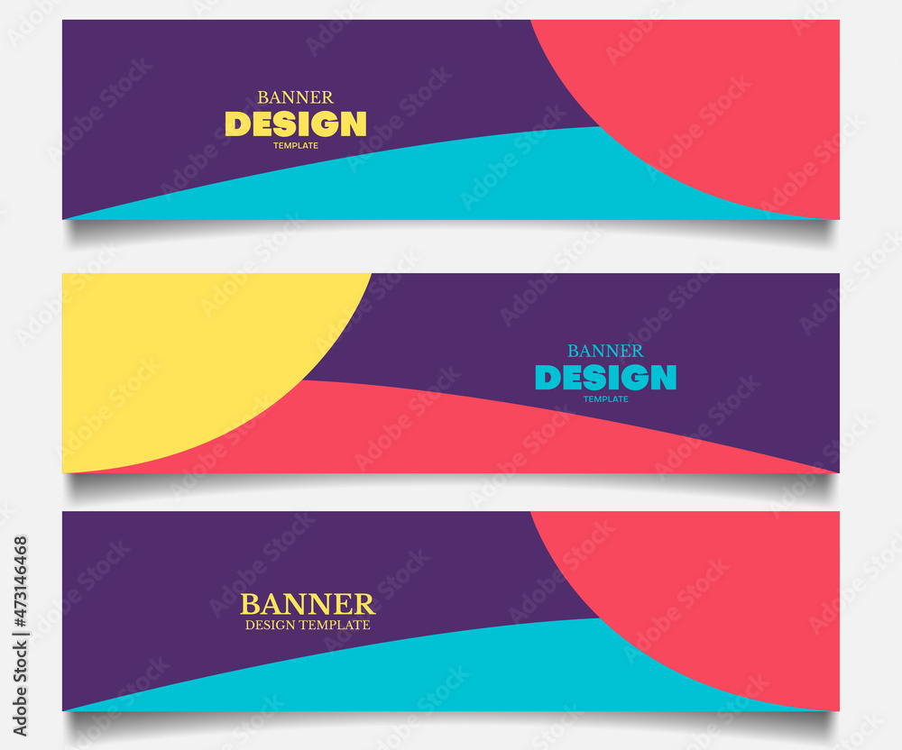 Naklejka premium set of banner design template in retro color