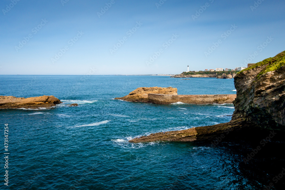 Fototapeta premium Gamaritz Dam rock and seaside in biarritz