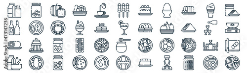 gastronomy thin line icon set such as pack of simple latte, sundae, peas, chicken, roll cake, crab, ice cream icons for report, presentation, diagram, web design