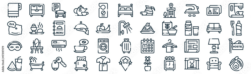 bed and breakfast thin line icon set such as pack of simple door hanger ...