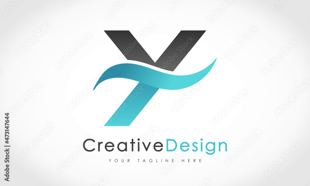 Creative Y Letter Blue Wave Logo Design Vector Icon Symbol Illustration. Creative Y Letter Blue Wave Logo Design Vector Icon Symbol Illustration.