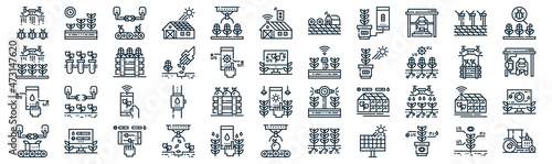 smart farm thin line icon set such as pack of simple harvest, seeding, smartphone, farming, farming, harvest, windmill icons for report, presentation, diagram, web design