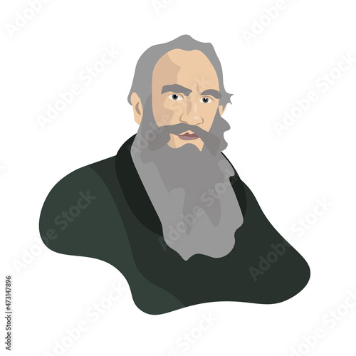 Portrait of an old wise grandfather with a gray beard in vector