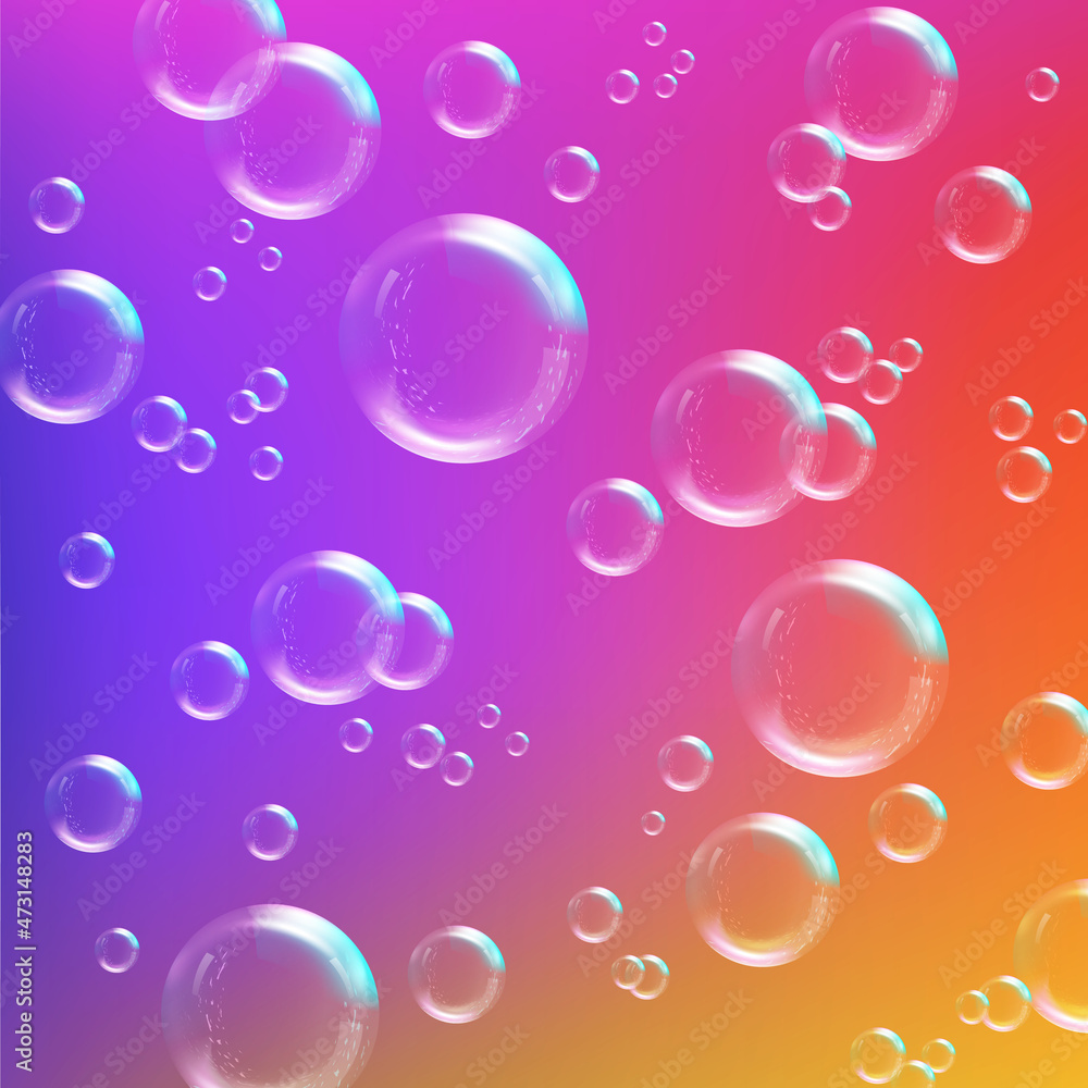 Multicolored composition with many transparent shiny balls