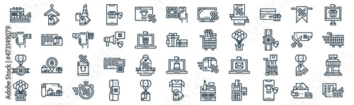 black friday thin line icon set such as pack of simple online shop, promotion, shopping, gift wrapping, sales, online shopping, price tag icons for report, presentation, diagram, web design