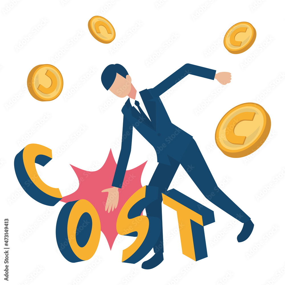 コストをチョップでカットするビジネスマンのアイソメイラスト Stock Vector Adobe Stock