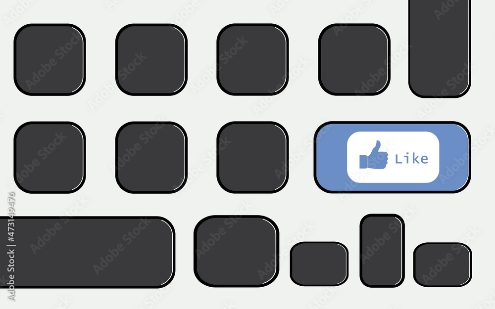 Bouton like sur une touche de clavier d'ordinateur, icône Bouton like sur une touche de clavier d'ordinateur, icône