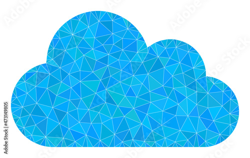 Low-poly cloud icon illustration is combined from random filled triangles. Triangle cloud polygonal icon vector illustration. Cloud icon is filled with triangles.