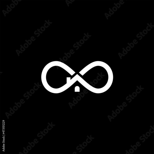 number 8 and house  logo design vector image , home logo number 8 