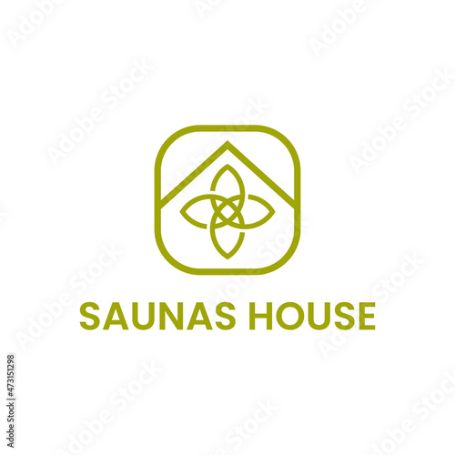 sauna house logo, flower icon, natural leaves