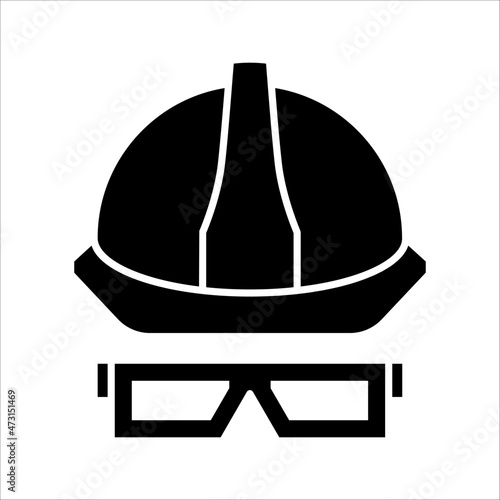 Construction safety helmet icon on white background. color editable. eps 10