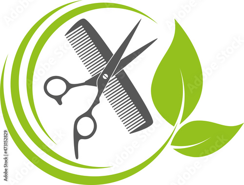 Schere, Kamm, Blätter, Friseur, Icon, Logo