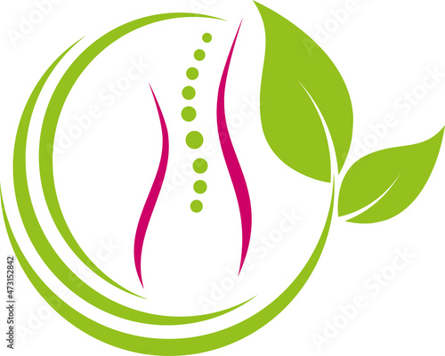 Frau, Mensch, Blätter, Wirbelsäule, Heilpraktiker, Chiropraktiker, Logo, Icon