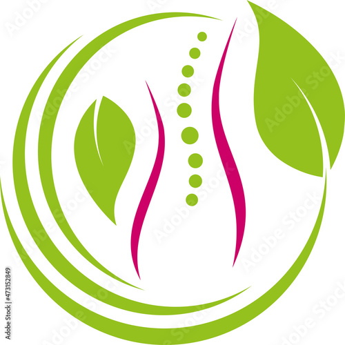 Frau, Mensch, Blätter, Wirbelsäule, Heilpraktiker, Chiropraktiker, Logo