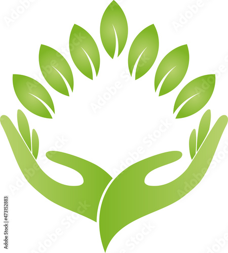Zwei Hände und Blätter, Wellness, Heilpraktiker, Gärtner, Logo