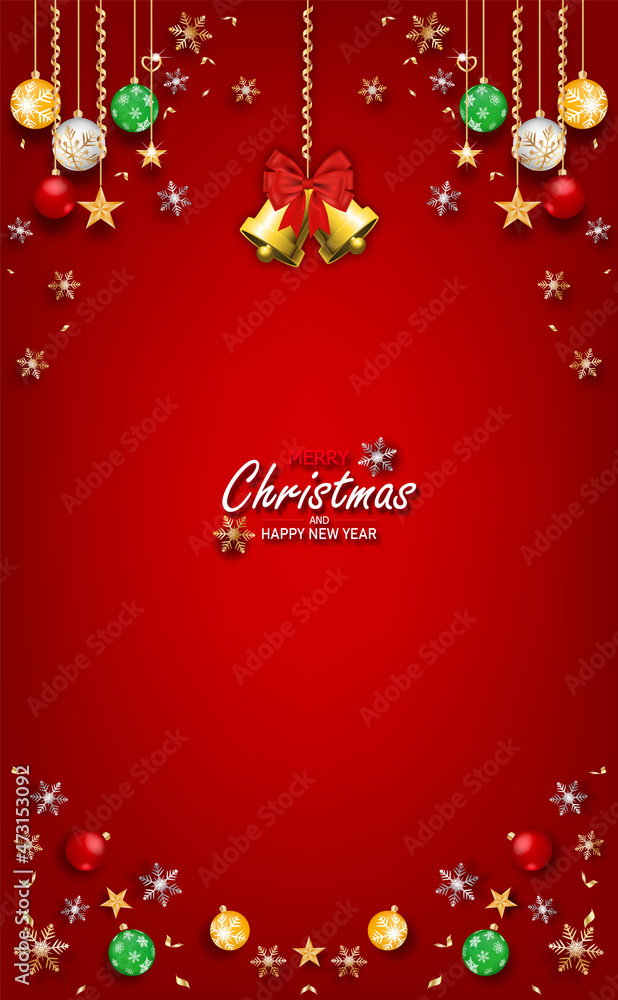 Post Card Merry Christmas and Happy New Year 2022. Xmas decorative design elements on red background. Horizontal Christmas posters, greeting cards. Objects viewed from above. Post Card Merry Christmas and Happy New Year 2022. Xmas decorative design elements on red background. Horizontal Christmas posters, greeting cards. Objects viewed from above.