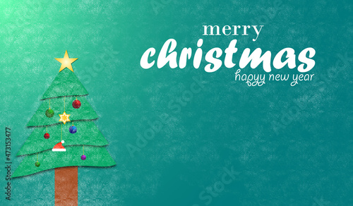 Merry Christmas banner. New year, Xmas Holiday greeting card design. Christmas decorations.