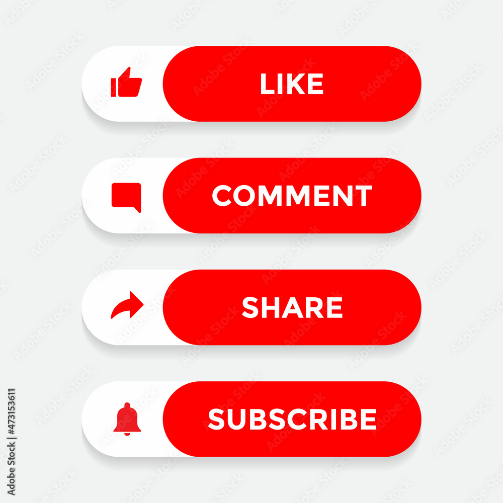 Like, Comment, Share, and Subscribe Icon Vector Illustration Like, Comment, Share, and Subscribe Icon Vector Illustration