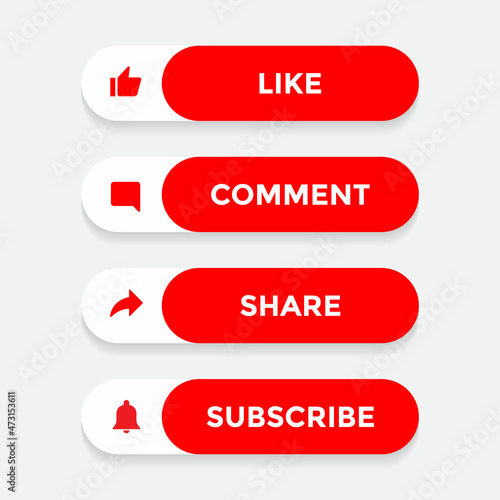 Like, Comment, Share, and Subscribe Icon Vector Illustration