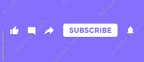 Like, Comment, Share and Subscribe Button Icon in Flat Style. Vector Illustration
