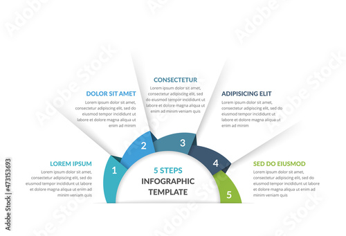 Infographic template with 5 steps, workflow, process chart