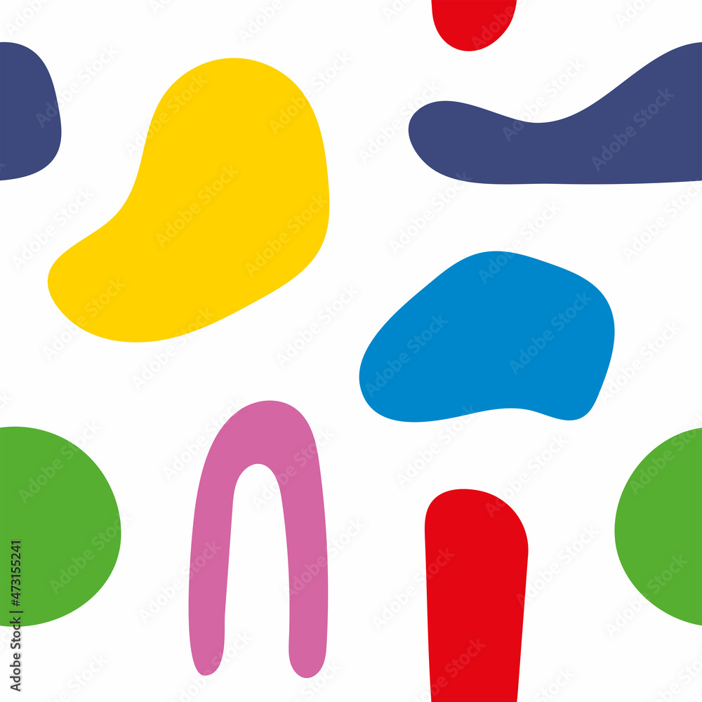 Colorful abstract seamless pattern with different shapes. Drawn by hand. Simple vector illustration. Colorful abstract seamless pattern with different shapes. Drawn by hand. Simple vector illustration.