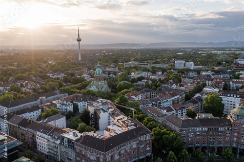 Photos Wasserturm Mannheim Quadrate Stadt Baden-Württemberg zwei Quadrat Luftbild Luft