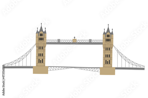 Vector color hand drawn illustration with Tower Bridge. London, England. Isolated on white background
